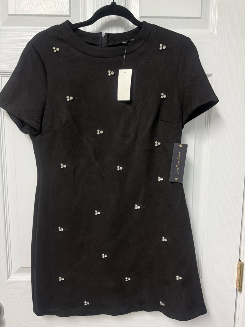 City Triangles Black Dress with Gold Logo Tag